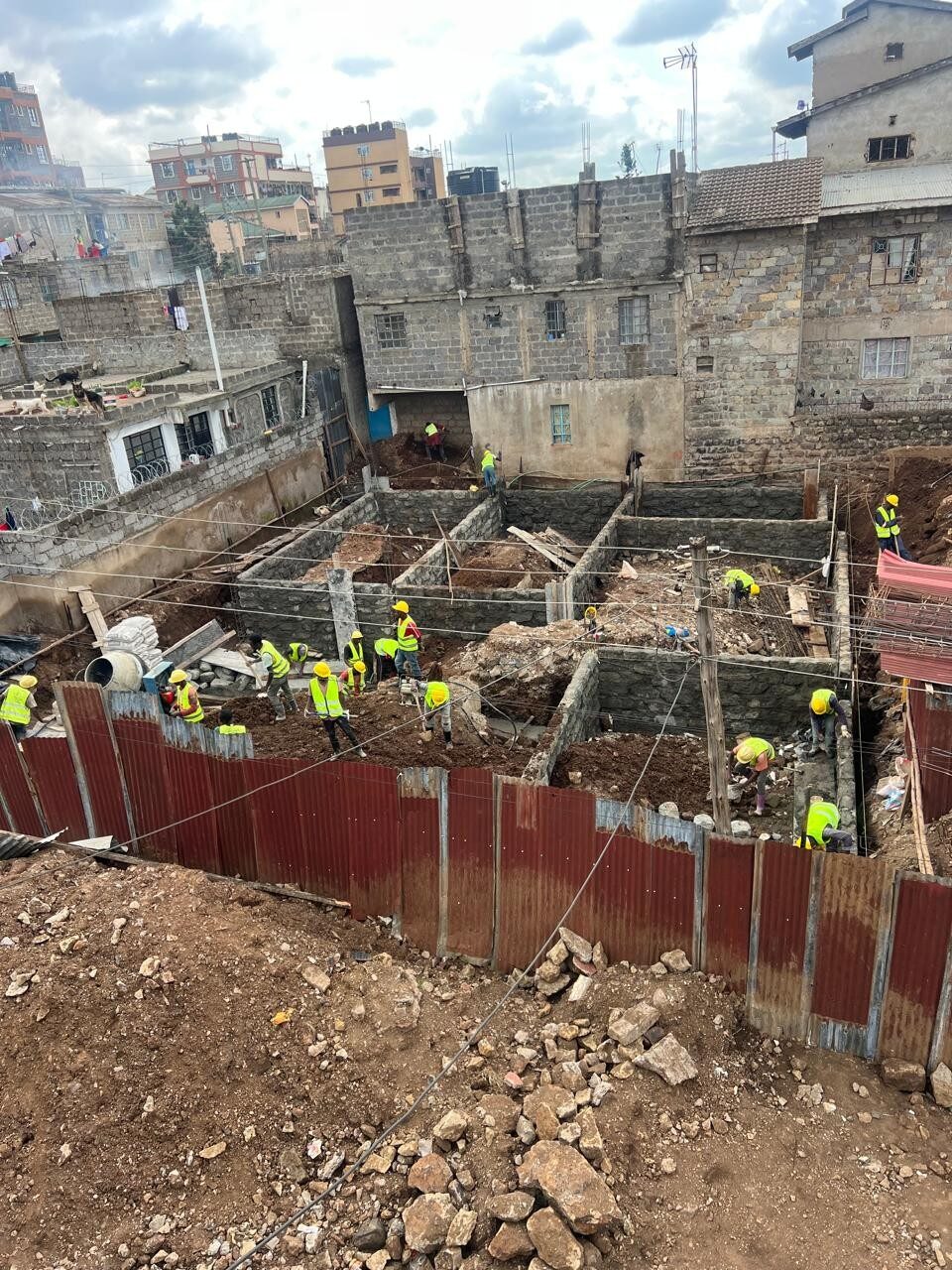 Foundation and slab works in progress at the Smiling Junior School site